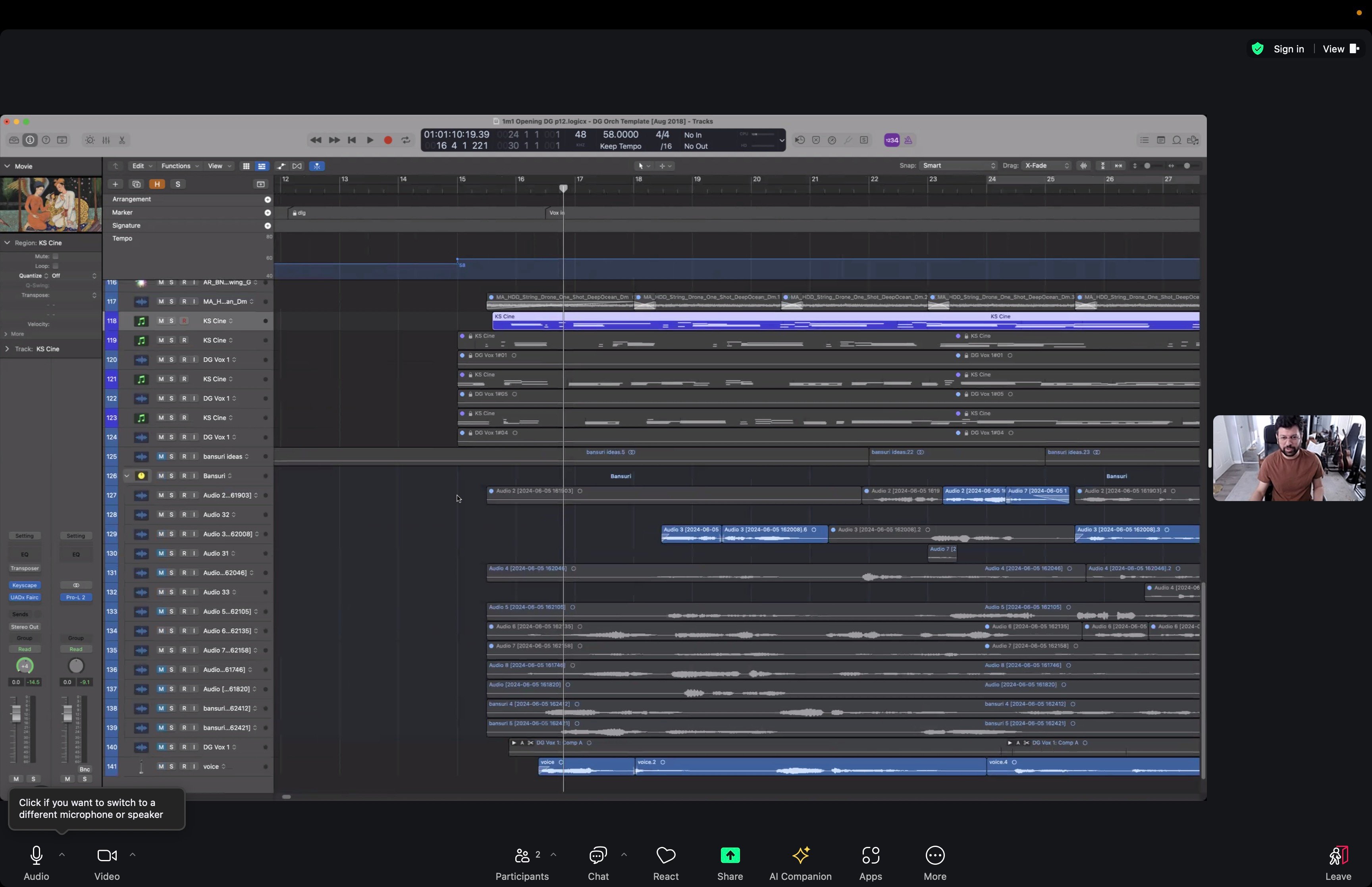 Logic session with Composer