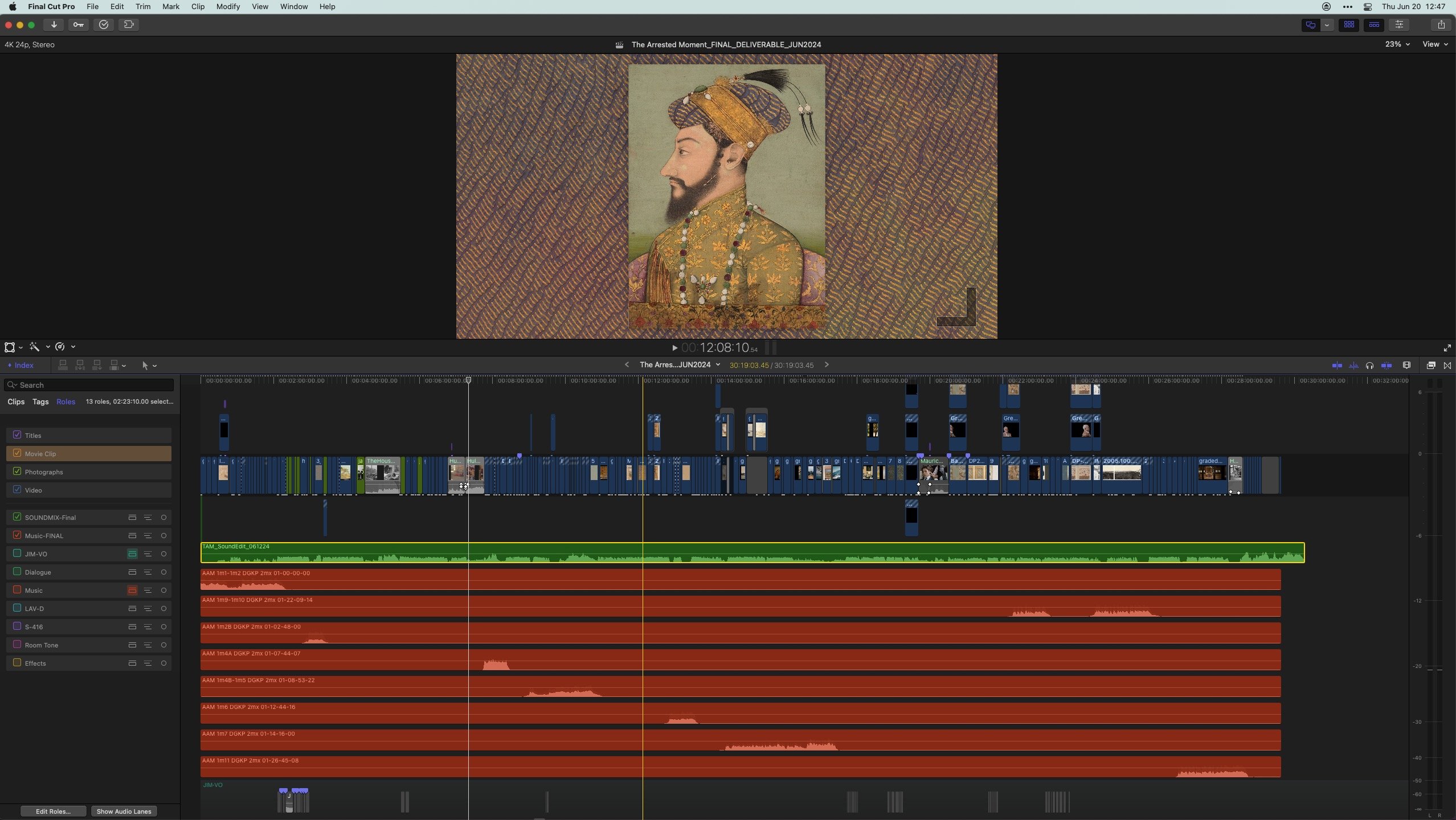 Timeline with final mix and music tracks