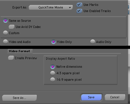 Avid Export Settings