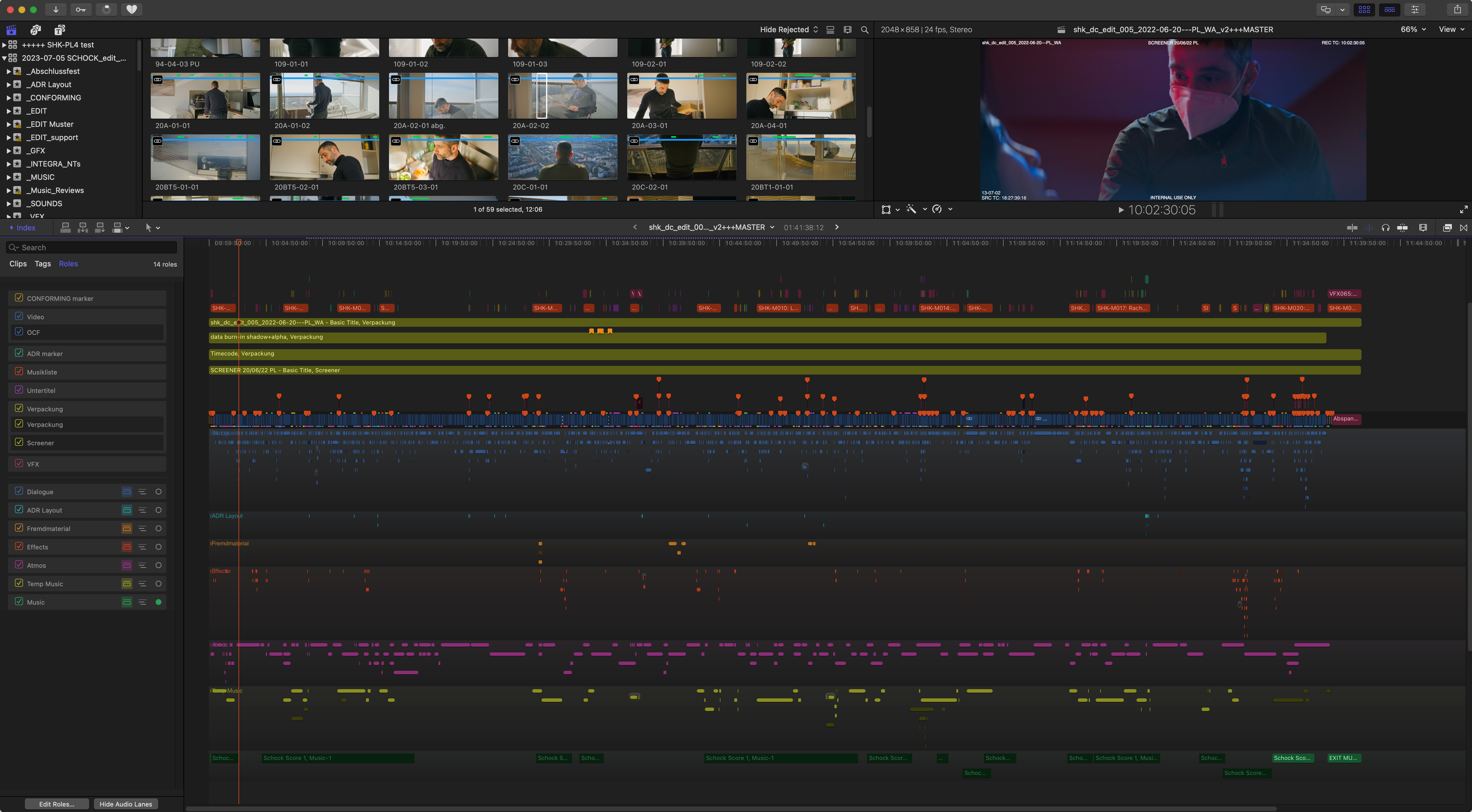 Audio Lanes View of final edit