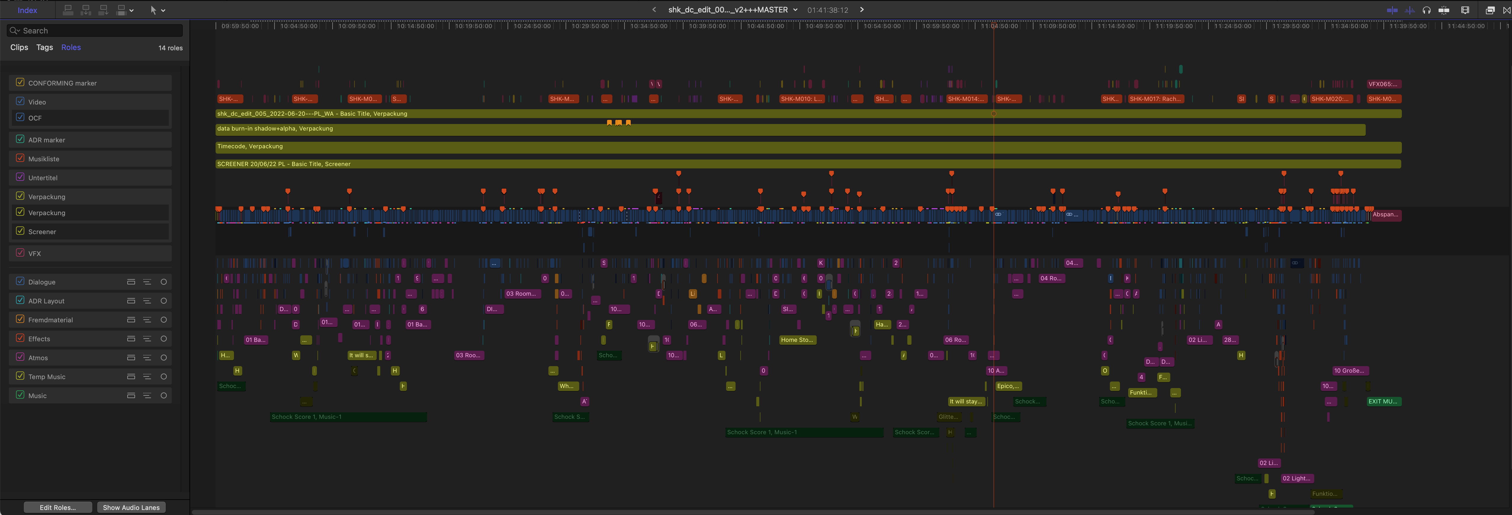 Picture Lock Timeline with Playouts and Burnins above